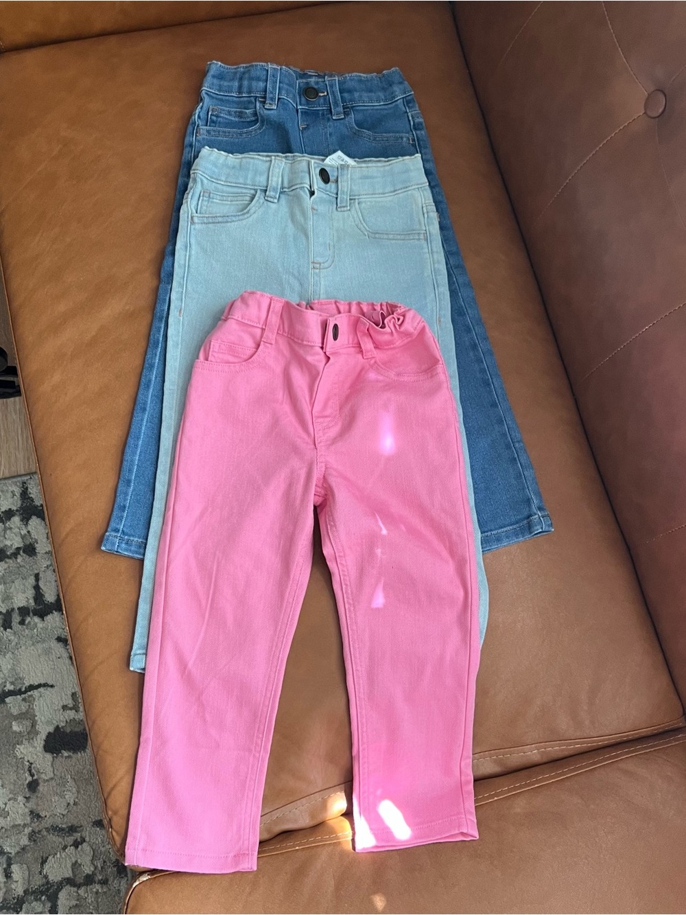 Garanimals Toddler Girls Sz 3T Bundle of 3 Piece Jeans Denim Pants Pink/Blue